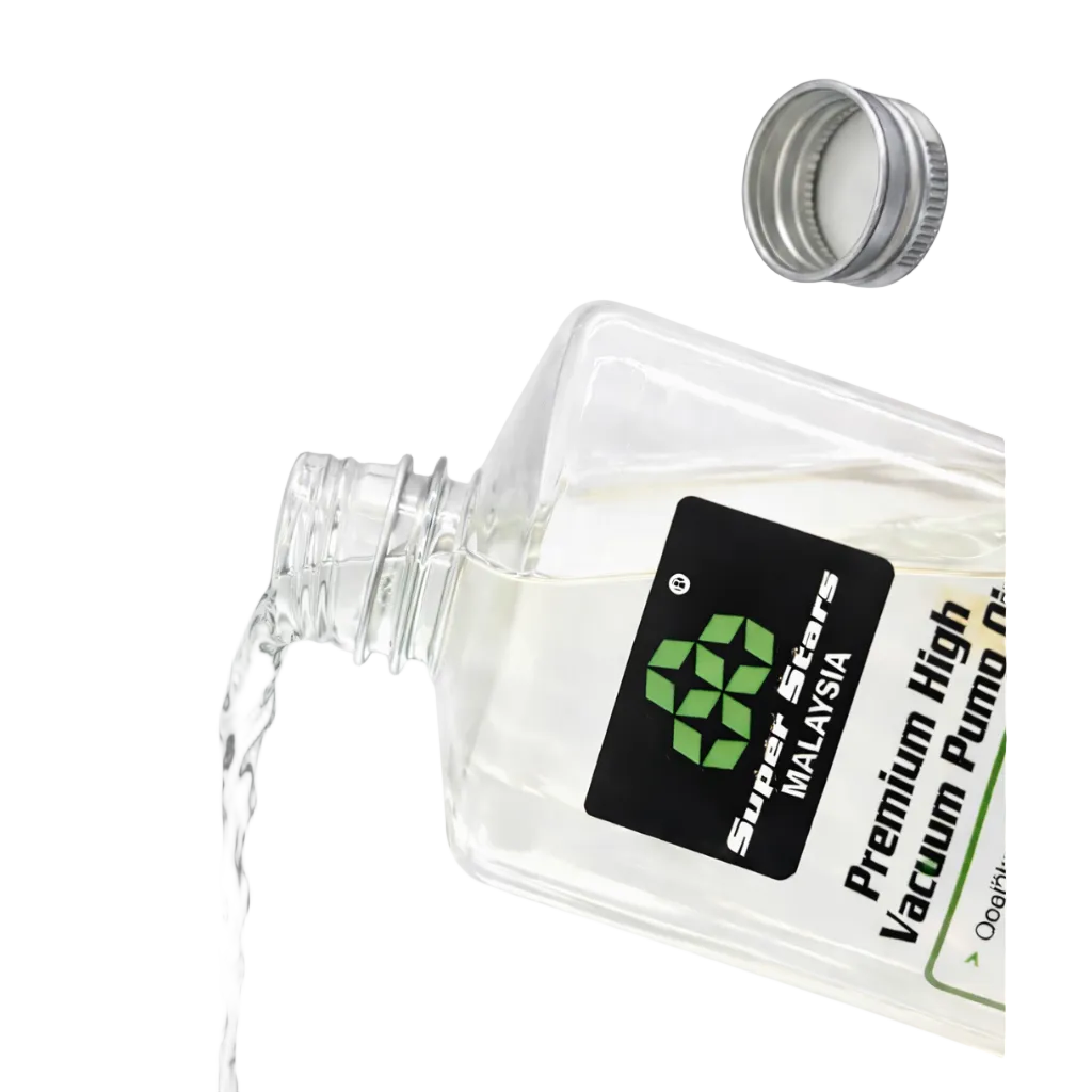 Clear bottle with pump and visible brand label on a white background